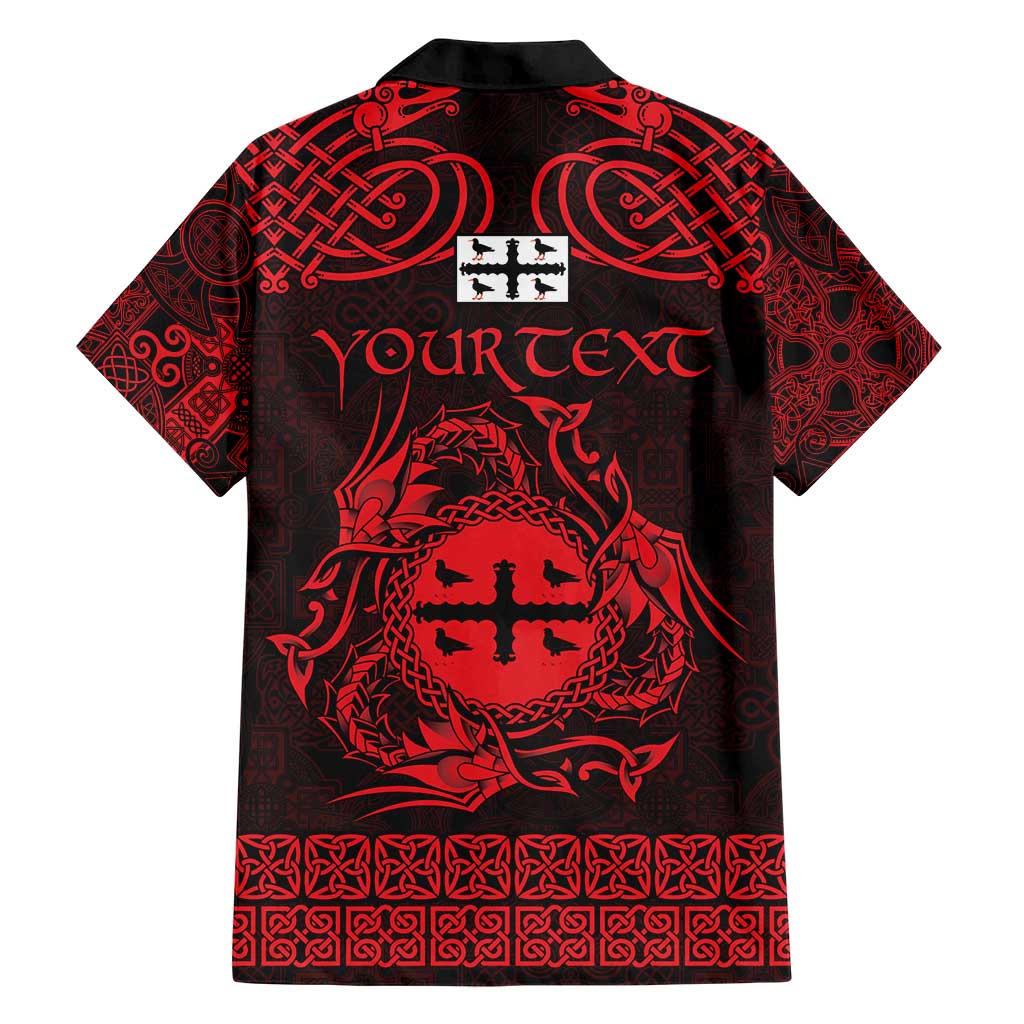 Personalized Flintshire Sir y Fflint Hawaiian Shirt Red Four Choughs Celtic-inspired - Wonder Print Shop