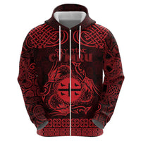 Personalized Flintshire Sir y Fflint Hoodie Red Four Choughs Celtic-inspired - Wonder Print Shop