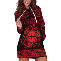 Personalized Flintshire Sir y Fflint Hoodie Dress Red Four Choughs Celtic-inspired - Wonder Print Shop