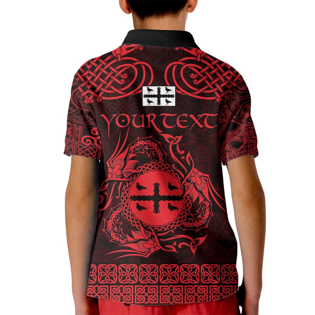 Personalized Flintshire Sir y Fflint Kid Polo Shirt Red Four Choughs Celtic-inspired - Wonder Print Shop