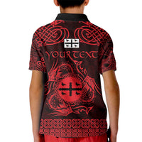 Personalized Flintshire Sir y Fflint Kid Polo Shirt Red Four Choughs Celtic-inspired - Wonder Print Shop