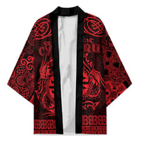Personalized Flintshire Sir y Fflint Kimono Red Four Choughs Celtic-inspired - Wonder Print Shop