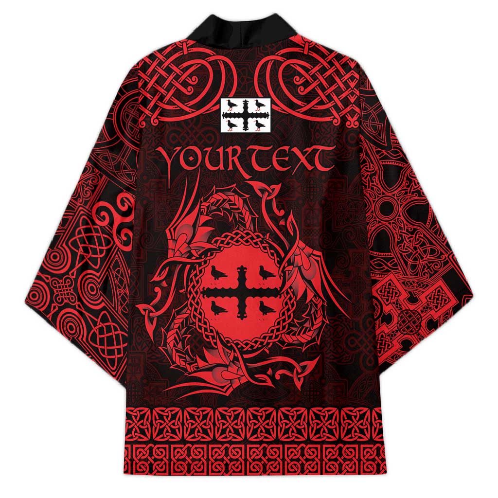Personalized Flintshire Sir y Fflint Kimono Red Four Choughs Celtic-inspired - Wonder Print Shop