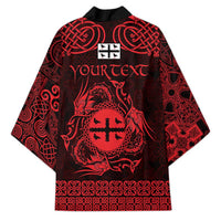 Personalized Flintshire Sir y Fflint Kimono Red Four Choughs Celtic-inspired - Wonder Print Shop