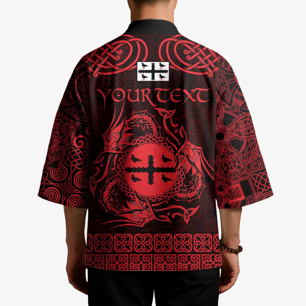 Personalized Flintshire Sir y Fflint Kimono Red Four Choughs Celtic-inspired - Wonder Print Shop