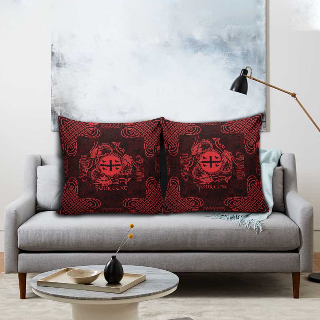 Personalized Flintshire Sir y Fflint Pillow Cover Red Four Choughs Celtic-inspired - Wonder Print Shop