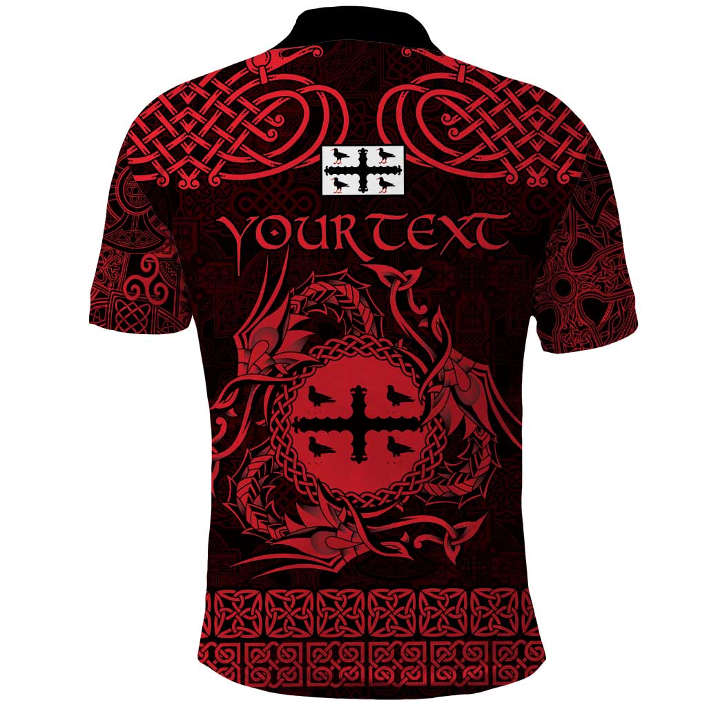 Personalized Flintshire Sir y Fflint Polo Shirt Red Four Choughs Celtic-inspired - Wonder Print Shop