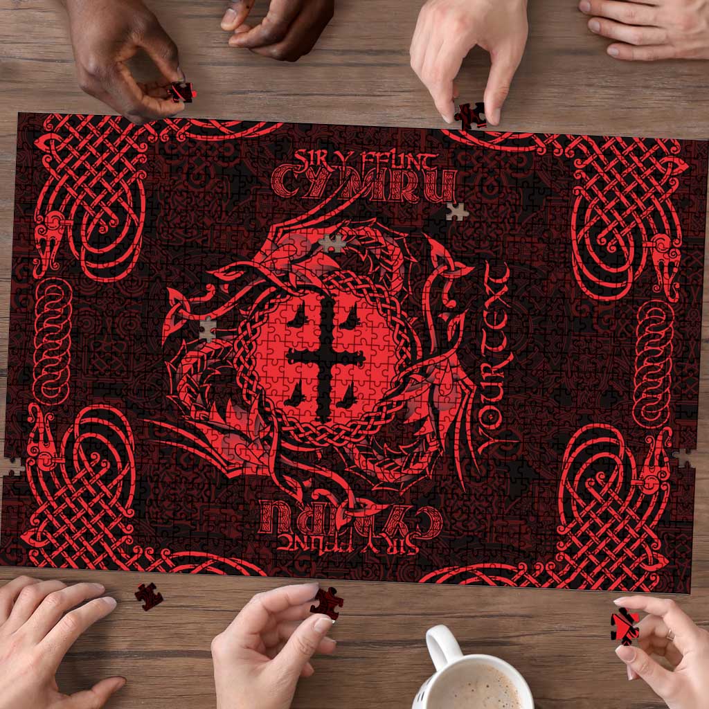Personalized Flintshire Sir y Fflint Puzzle Red Four Choughs Celtic-inspired - Wonder Print Shop