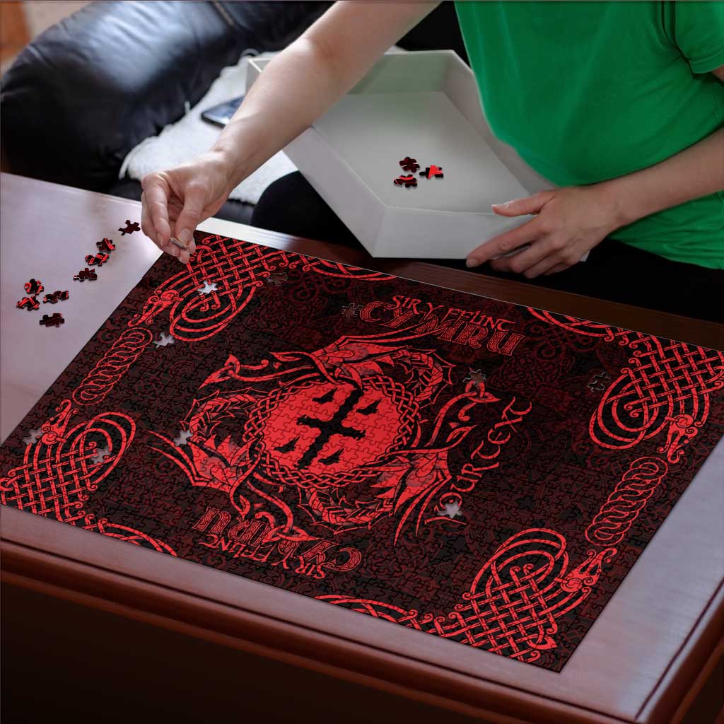 Personalized Flintshire Sir y Fflint Puzzle Red Four Choughs Celtic-inspired - Wonder Print Shop
