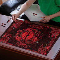 Personalized Flintshire Sir y Fflint Puzzle Red Four Choughs Celtic-inspired - Wonder Print Shop