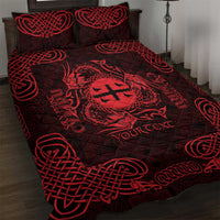 Personalized Flintshire Sir y Fflint Quilt Bed Set Red Four Choughs Celtic-inspired - Wonder Print Shop