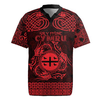 Personalized Flintshire Sir y Fflint Rugby Jersey Red Four Choughs Celtic-inspired - Wonder Print Shop