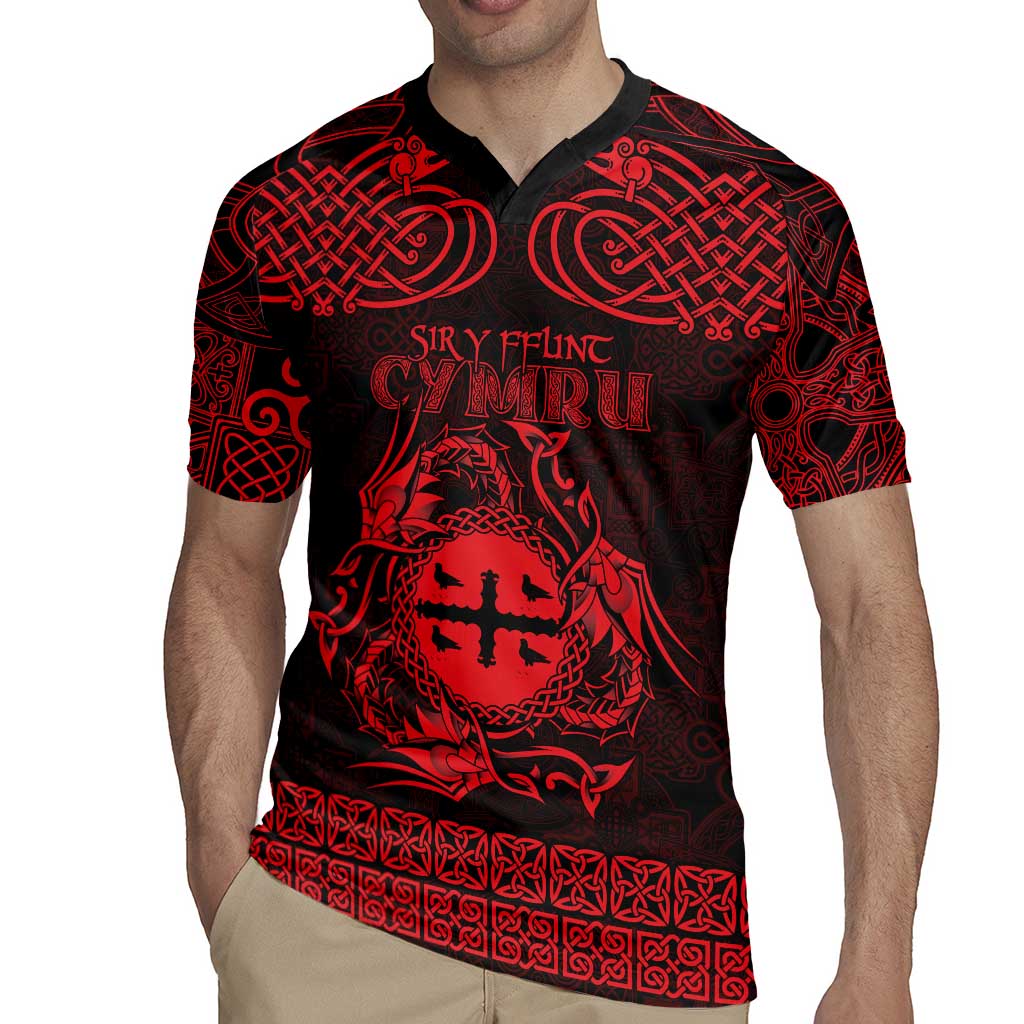Personalized Flintshire Sir y Fflint Rugby Jersey Red Four Choughs Celtic-inspired - Wonder Print Shop
