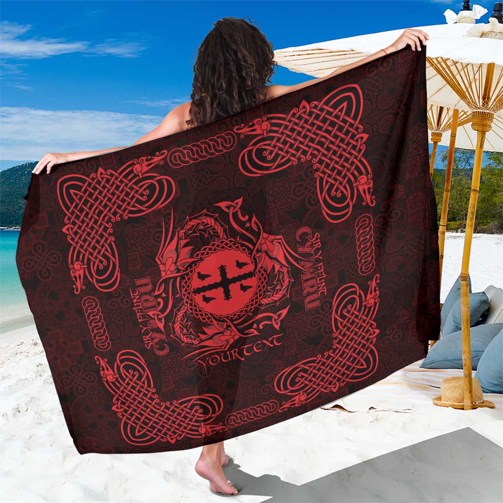 Personalized Flintshire Sir y Fflint Sarong Red Four Choughs Celtic-inspired - Wonder Print Shop