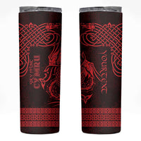 Personalized Flintshire Sir y Fflint Skinny Tumbler Red Four Choughs Celtic-inspired - Wonder Print Shop