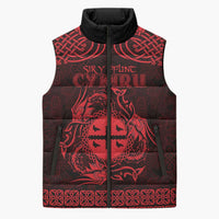 Personalized Flintshire Sir y Fflint Sleeveless Puffer Jacket Red Four Choughs Celtic-inspired - Wonder Print Shop