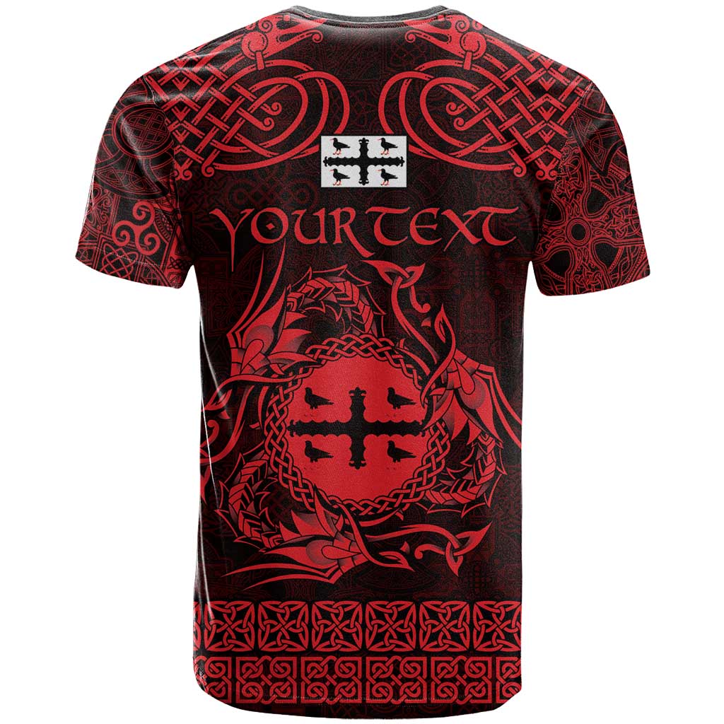 Personalized Flintshire Sir y Fflint T Shirt Red Four Choughs Celtic-inspired - Wonder Print Shop