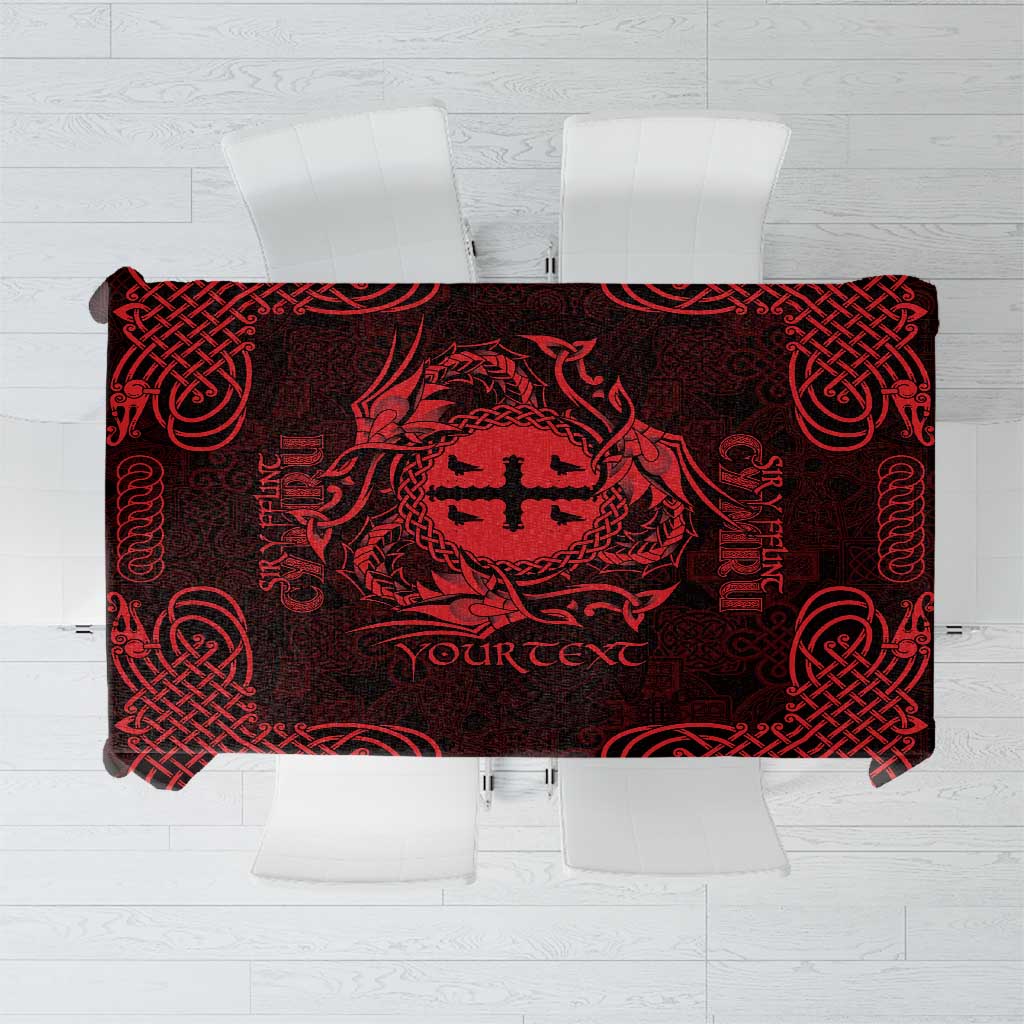 Personalized Flintshire Sir y Fflint Tablecloth Red Four Choughs Celtic-inspired - Wonder Print Shop