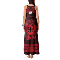 Personalized Flintshire Sir y Fflint Tank Maxi Dress Red Four Choughs Celtic-inspired - Wonder Print Shop