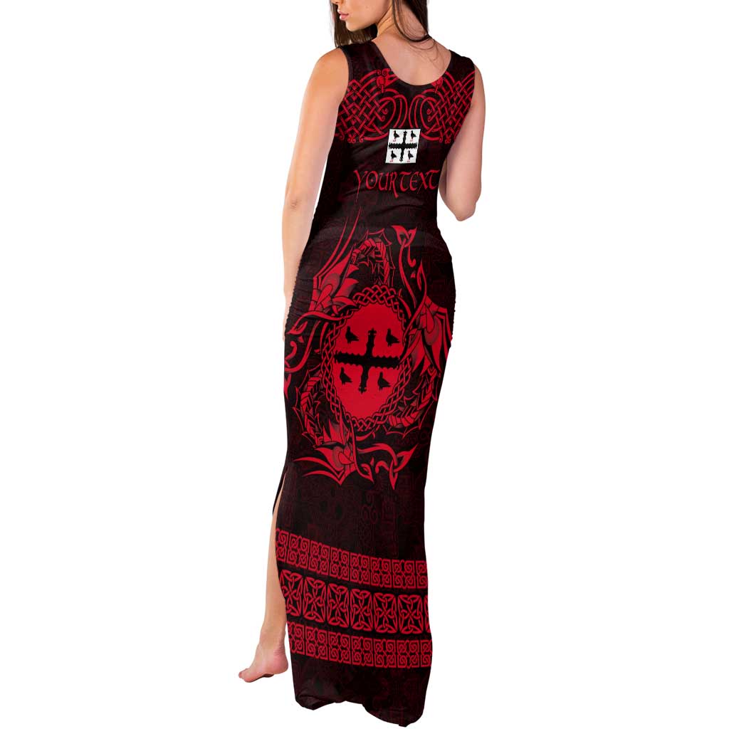 Personalized Flintshire Sir y Fflint Tank Maxi Dress Red Four Choughs Celtic-inspired - Wonder Print Shop