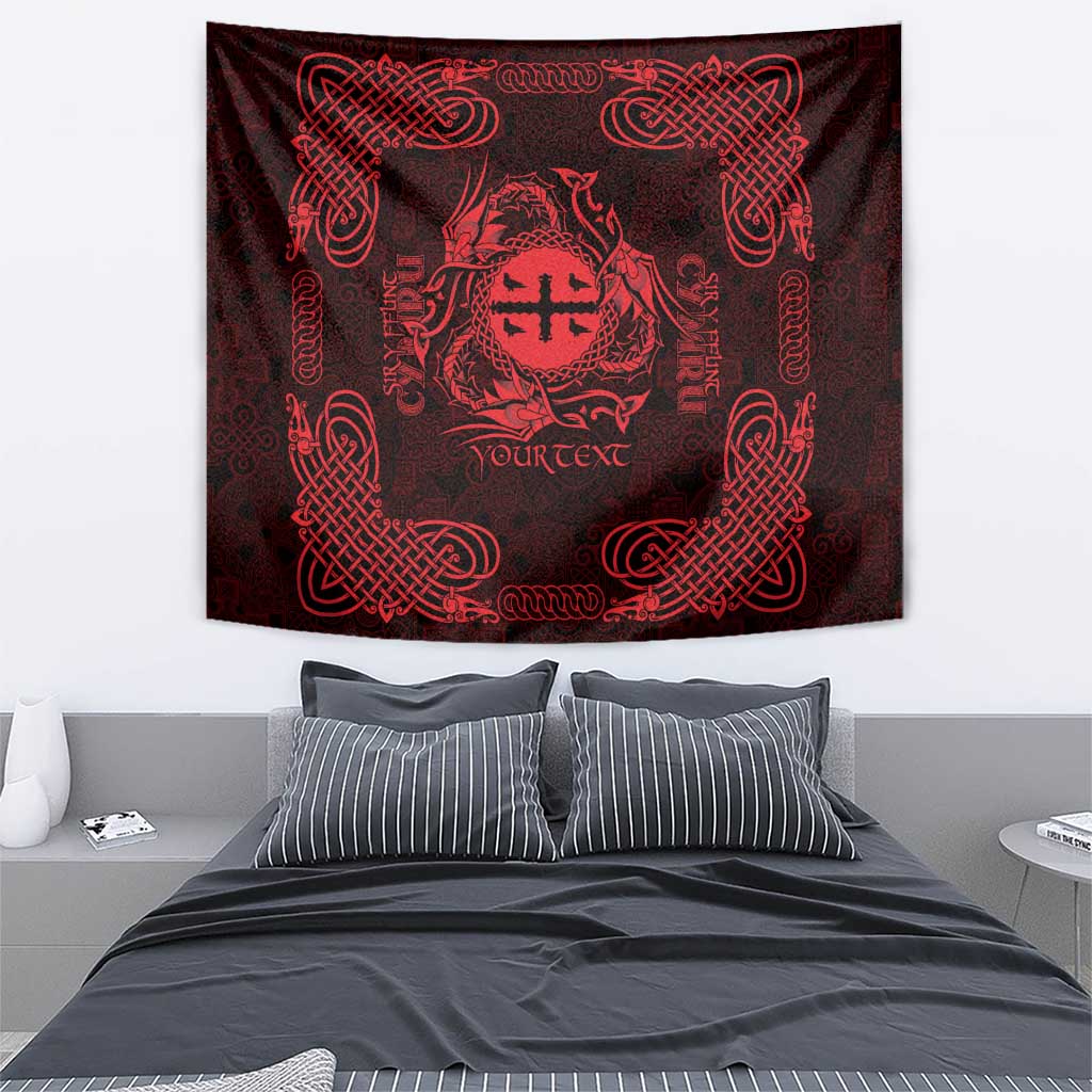 Personalized Flintshire Sir y Fflint Tapestry Red Four Choughs Celtic-inspired - Wonder Print Shop