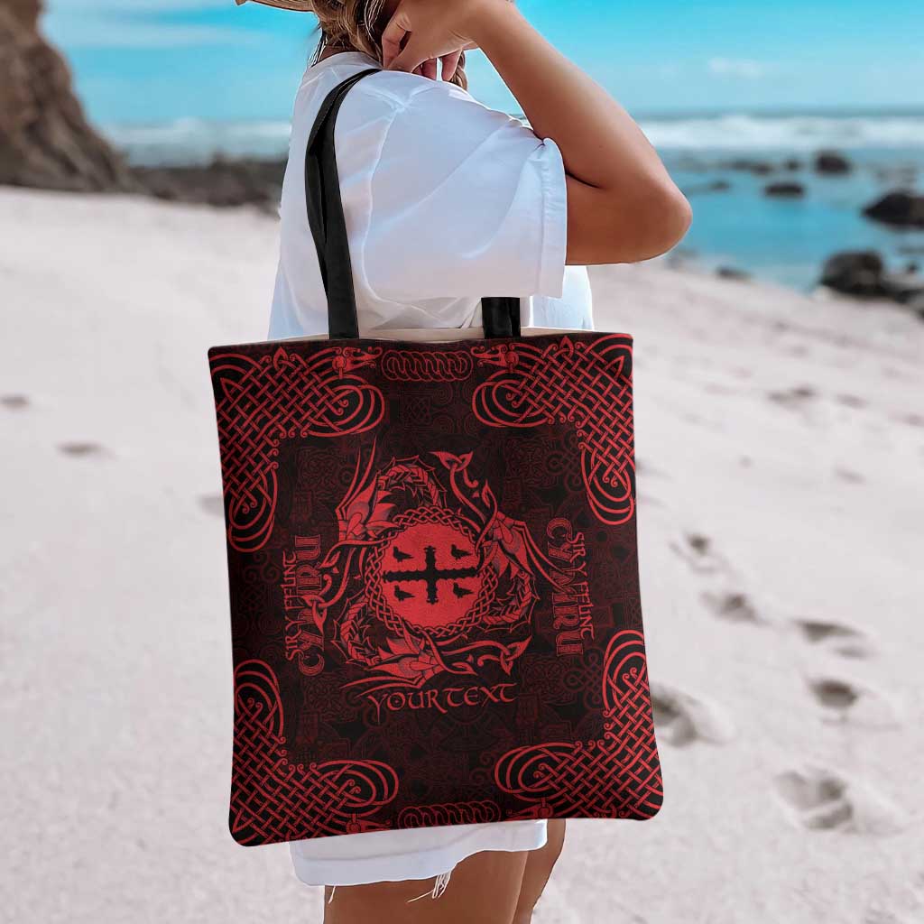 Personalized Flintshire Sir y Fflint Tote Bag Red Four Choughs Celtic-inspired - Wonder Print Shop