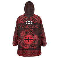 Personalized Flintshire Sir y Fflint Wearable Blanket Hoodie Red Four Choughs Celtic-inspired - Wonder Print Shop