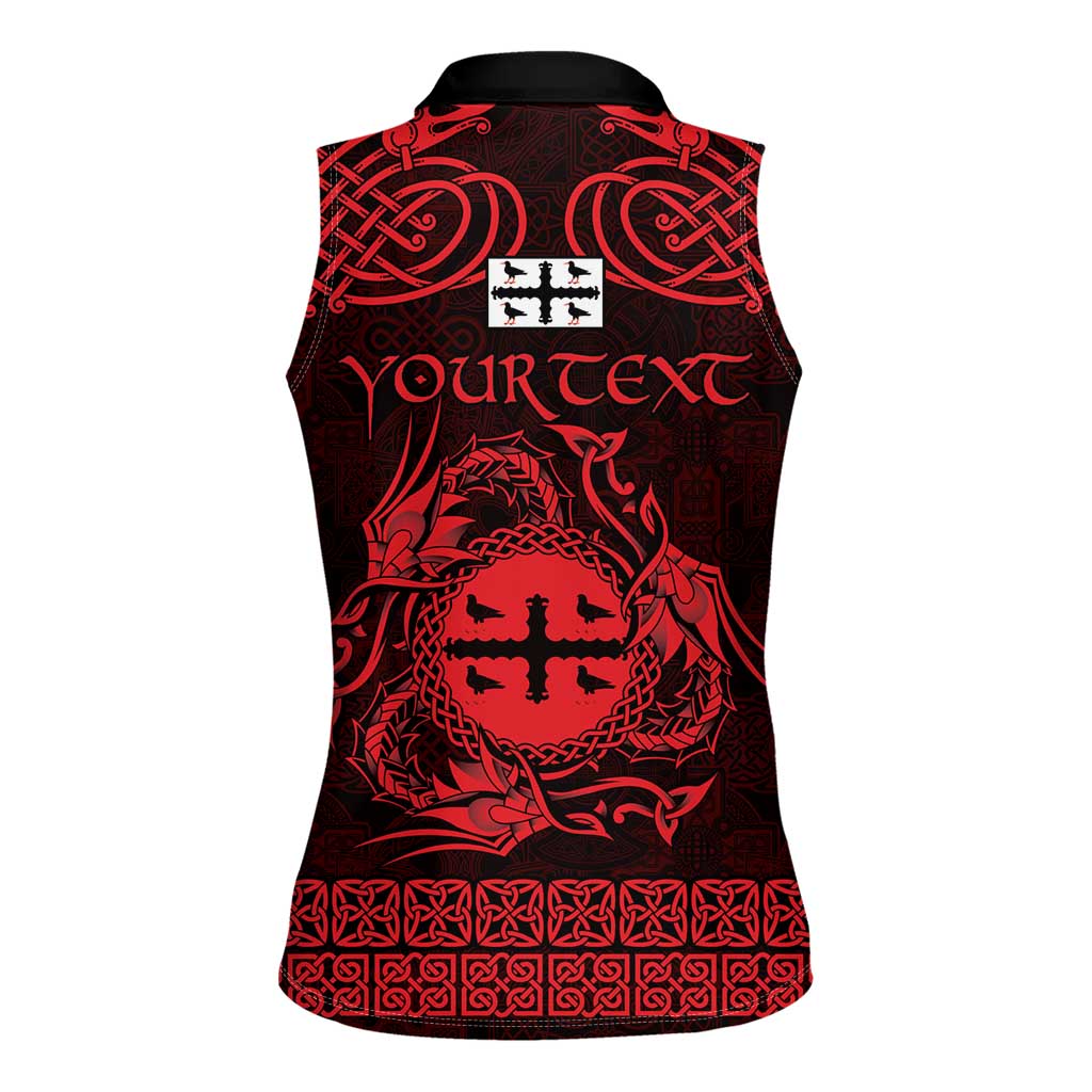 Personalized Flintshire Sir y Fflint Women Sleeveless Polo Shirt Red Four Choughs Celtic-inspired - Wonder Print Shop