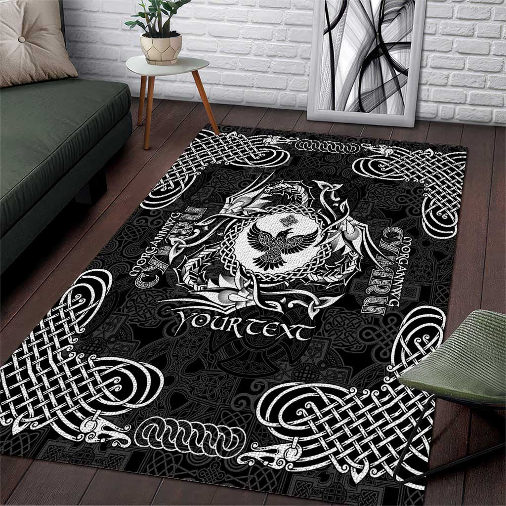 Personalized Glamorgan Morgannwg Area Rug Black Raven Celtic-inspired - Wonder Print Shop