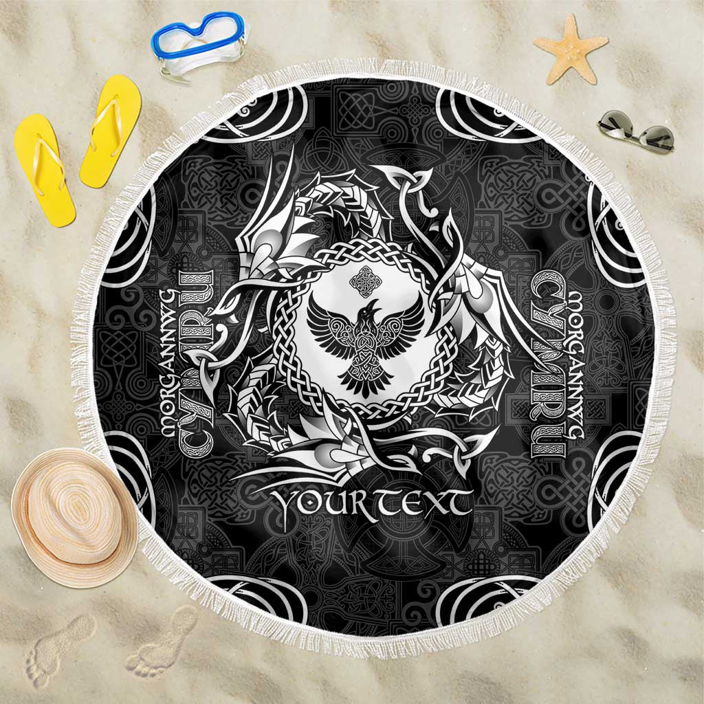 Personalized Glamorgan Morgannwg Beach Blanket Black Raven Celtic-inspired - Wonder Print Shop