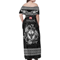 Personalized Glamorgan Morgannwg Family Matching Off Shoulder Maxi Dress and Hawaiian Shirt Black Raven Celtic-inspired - Wonder Print Shop