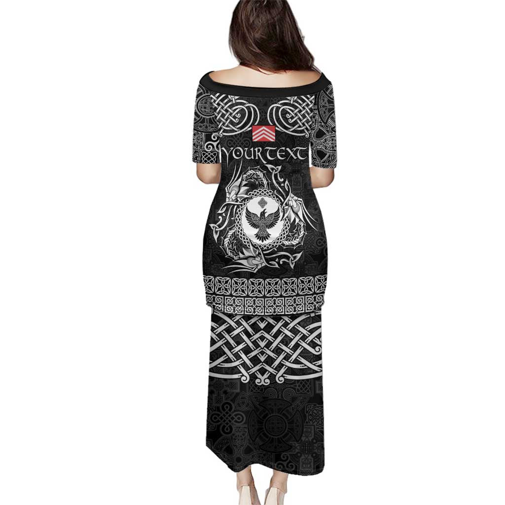 Personalized Glamorgan Morgannwg Family Matching Puletasi and Hawaiian Shirt Black Raven Celtic-inspired - Wonder Print Shop