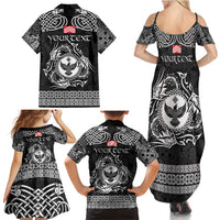 Personalized Glamorgan Morgannwg Family Matching Summer Maxi Dress and Hawaiian Shirt Black Raven Celtic-inspired - Wonder Print Shop