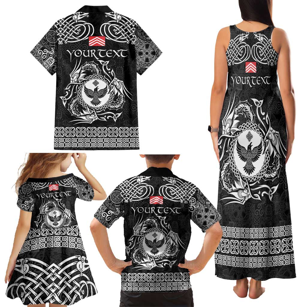 Personalized Glamorgan Morgannwg Family Matching Tank Maxi Dress and Hawaiian Shirt Black Raven Celtic-inspired - Wonder Print Shop