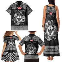 Personalized Glamorgan Morgannwg Family Matching Tank Maxi Dress and Hawaiian Shirt Black Raven Celtic-inspired - Wonder Print Shop
