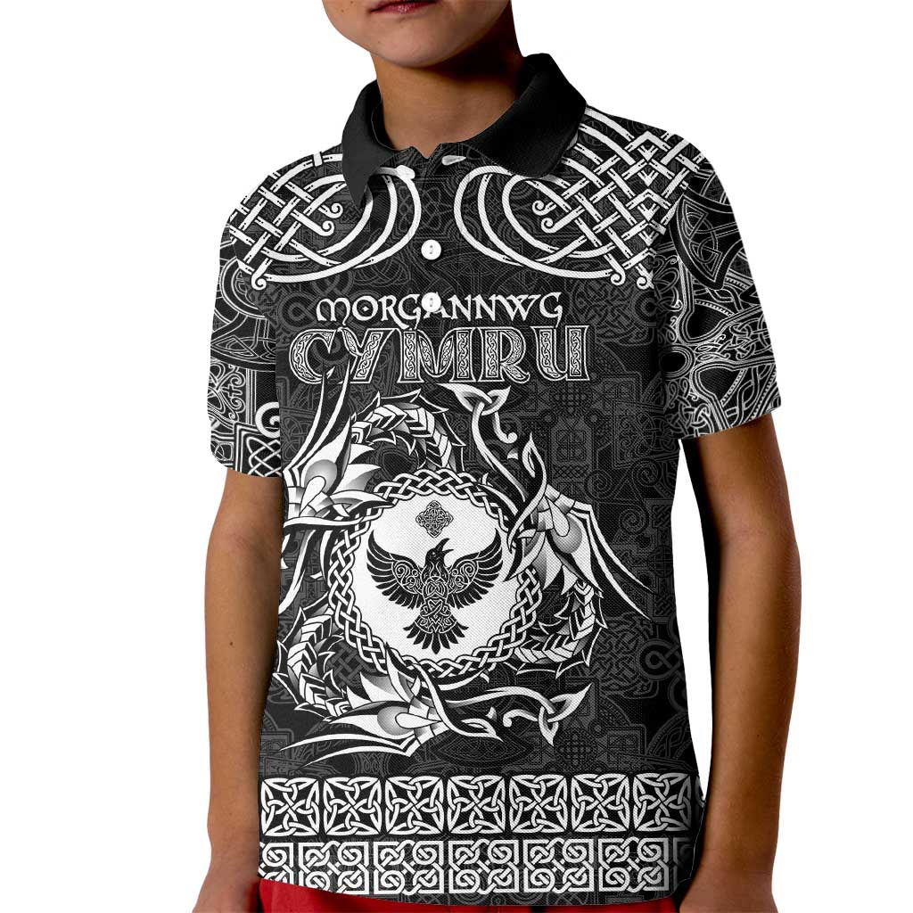 Personalized Glamorgan Morgannwg Kid Polo Shirt Black Raven Celtic-inspired - Wonder Print Shop