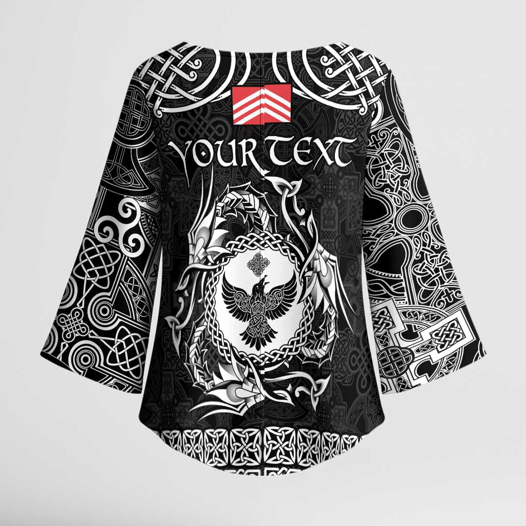 Personalized Glamorgan Morgannwg Kimono Sleeve Blouse Black Raven Celtic-inspired - Wonder Print Shop
