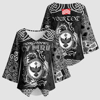 Personalized Glamorgan Morgannwg Kimono Sleeve Blouse Black Raven Celtic-inspired - Wonder Print Shop