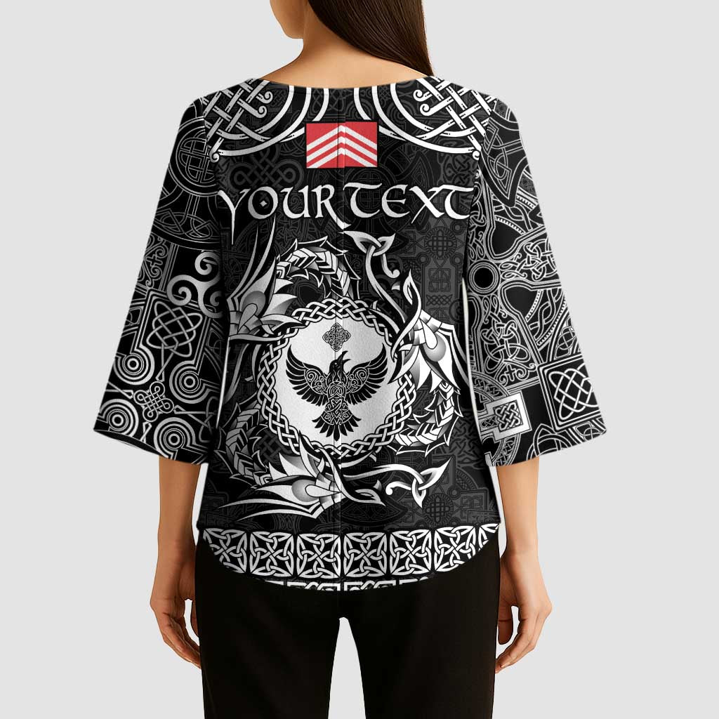 Personalized Glamorgan Morgannwg Kimono Sleeve Blouse Black Raven Celtic-inspired - Wonder Print Shop