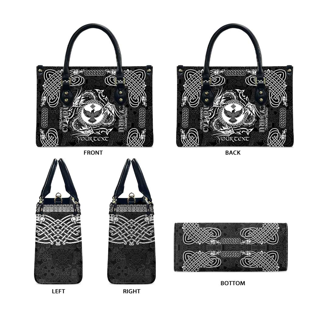 Personalized Glamorgan Morgannwg Leather Bag Black Raven Celtic-inspired - Wonder Print Shop