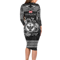 Personalized Glamorgan Morgannwg Long Sleeve Bodycon Dress Black Raven Celtic-inspired - Wonder Print Shop