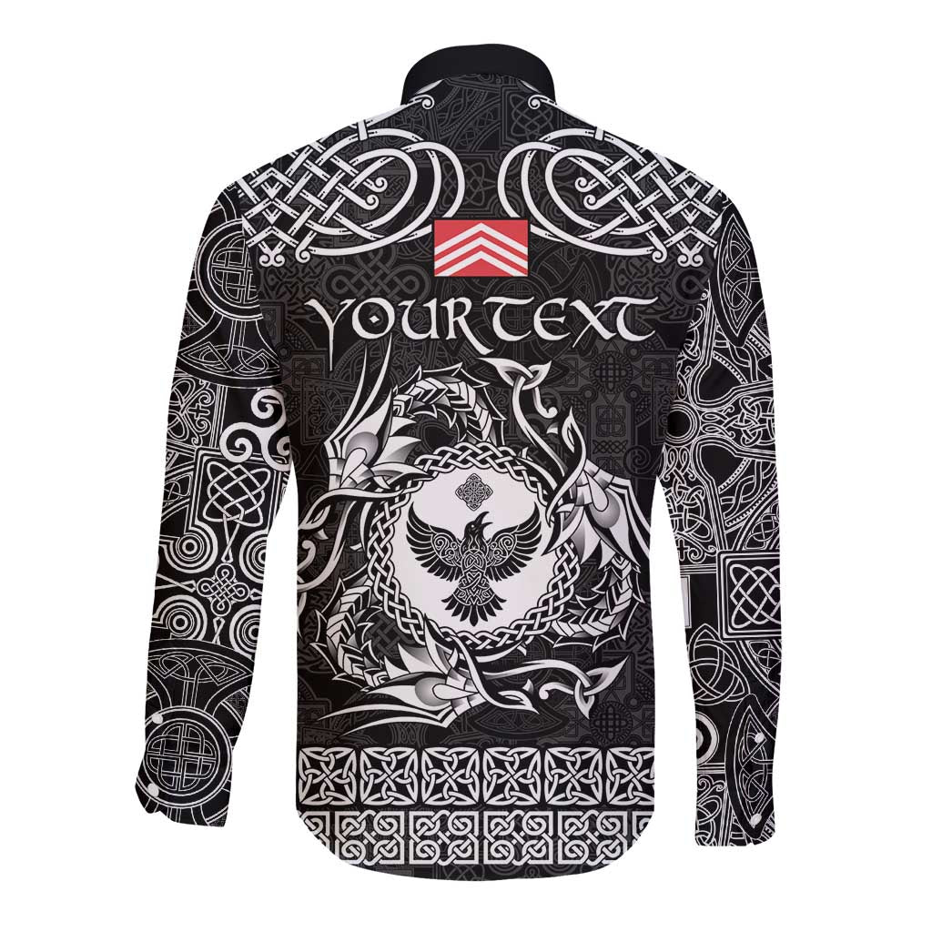 Personalized Glamorgan Morgannwg Long Sleeve Button Shirt Black Raven Celtic-inspired - Wonder Print Shop
