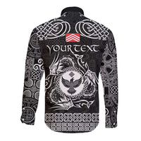Personalized Glamorgan Morgannwg Long Sleeve Button Shirt Black Raven Celtic-inspired - Wonder Print Shop