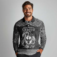 Personalized Glamorgan Morgannwg Long Sleeve Polo Shirt Black Raven Celtic-inspired - Wonder Print Shop