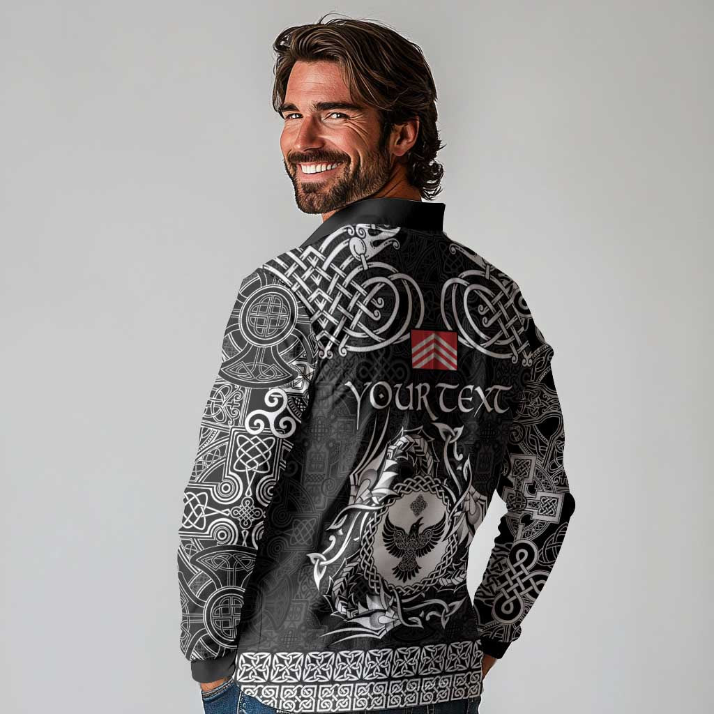 Personalized Glamorgan Morgannwg Long Sleeve Polo Shirt Black Raven Celtic-inspired - Wonder Print Shop