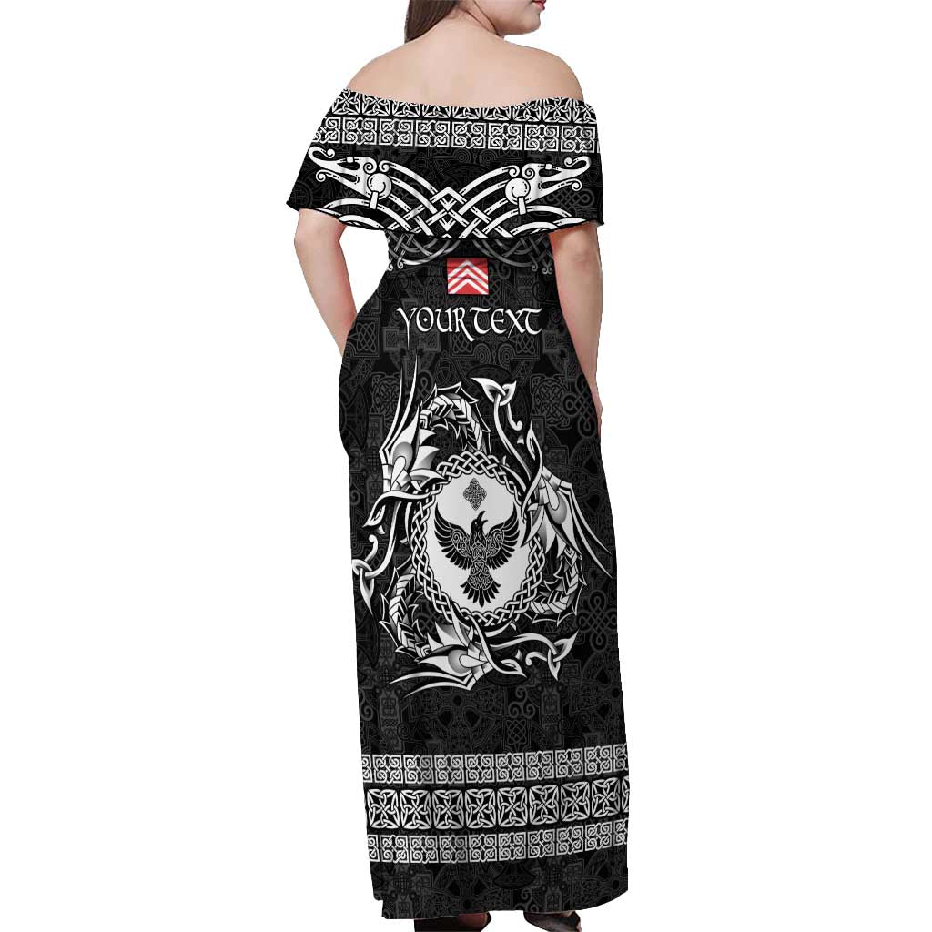 Personalized Glamorgan Morgannwg Off Shoulder Maxi Dress Black Raven Celtic-inspired - Wonder Print Shop