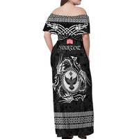 Personalized Glamorgan Morgannwg Off Shoulder Maxi Dress Black Raven Celtic-inspired - Wonder Print Shop