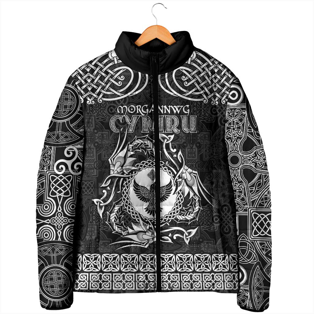 Personalized Glamorgan Morgannwg Padded Jacket Black Raven Celtic-inspired - Wonder Print Shop