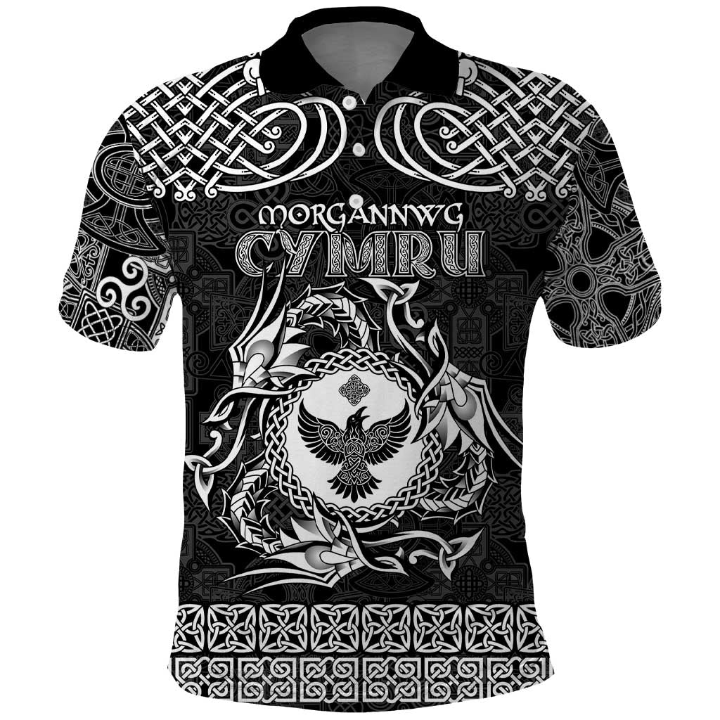 Personalized Glamorgan Morgannwg Polo Shirt Black Raven Celtic-inspired - Wonder Print Shop