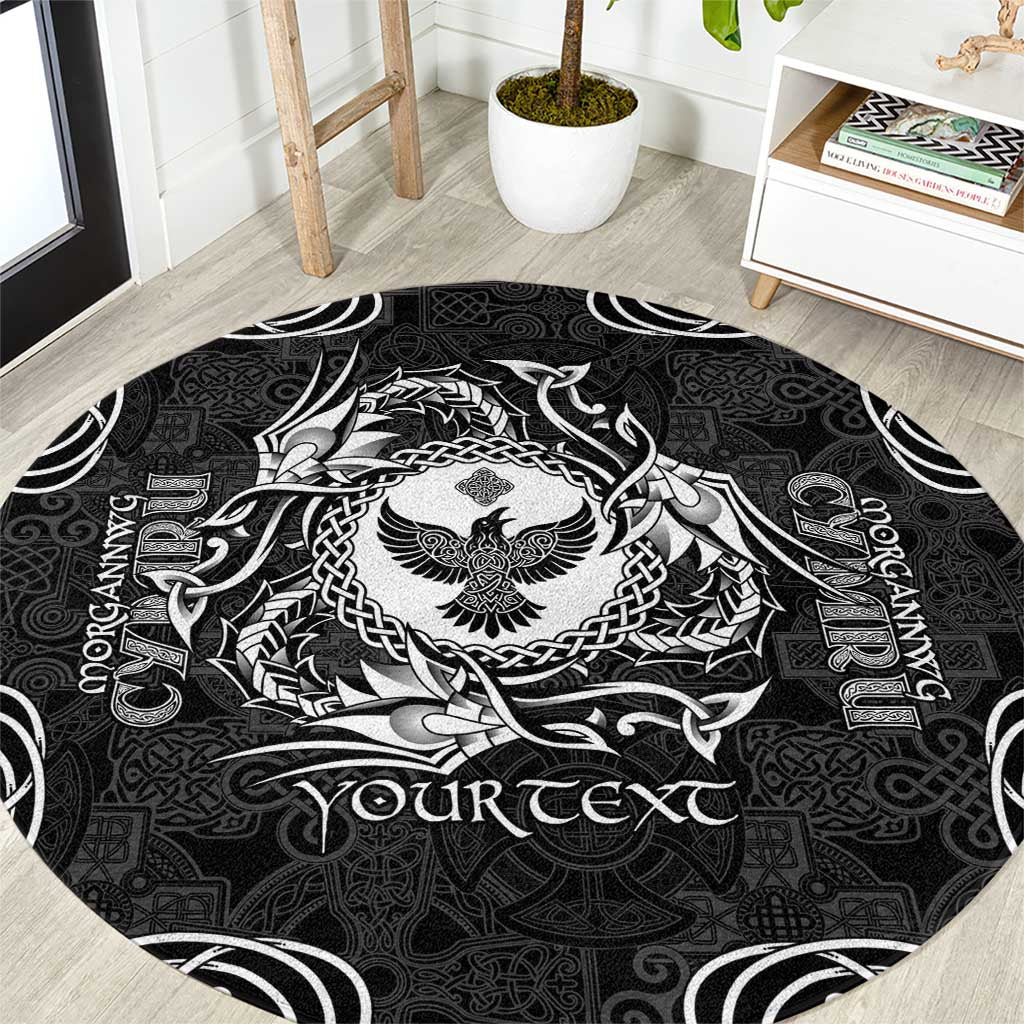 Personalized Glamorgan Morgannwg Round Carpet Black Raven Celtic-inspired - Wonder Print Shop